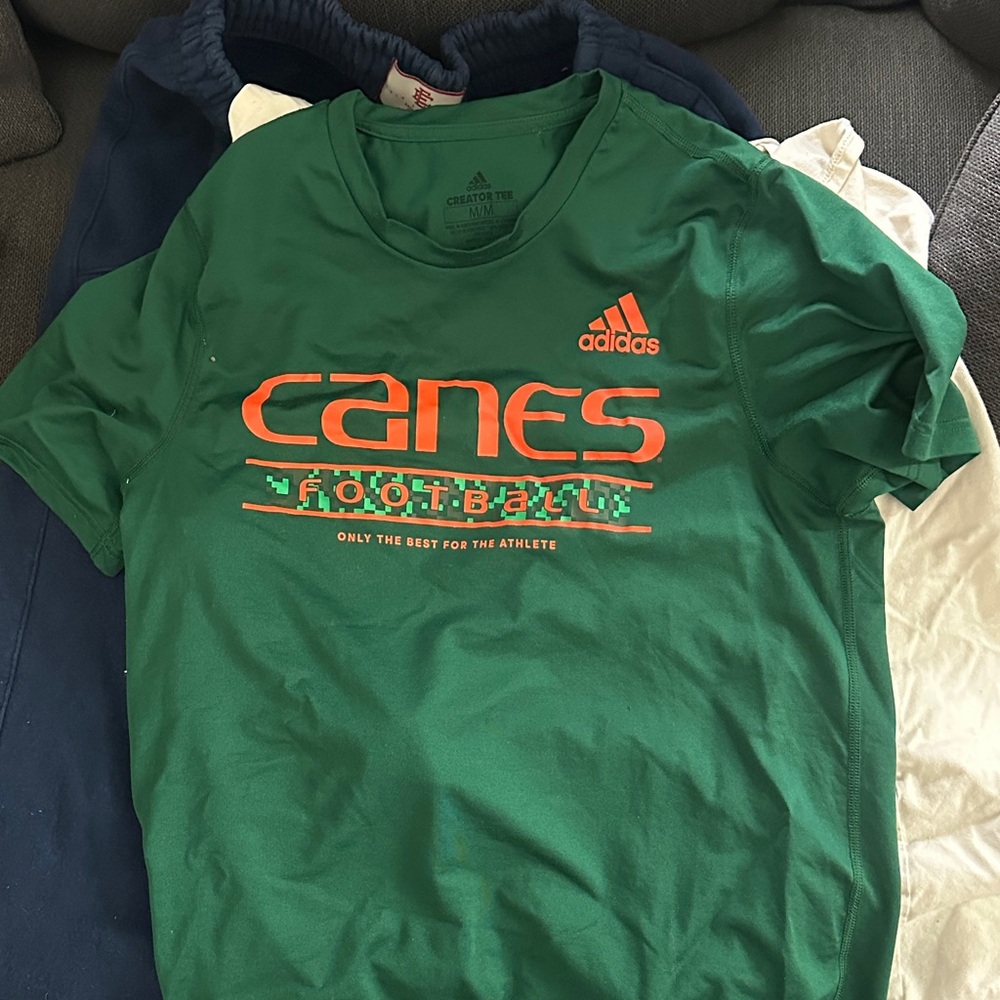 Adidas Green Miami Hurricanes Canes Football Tee
